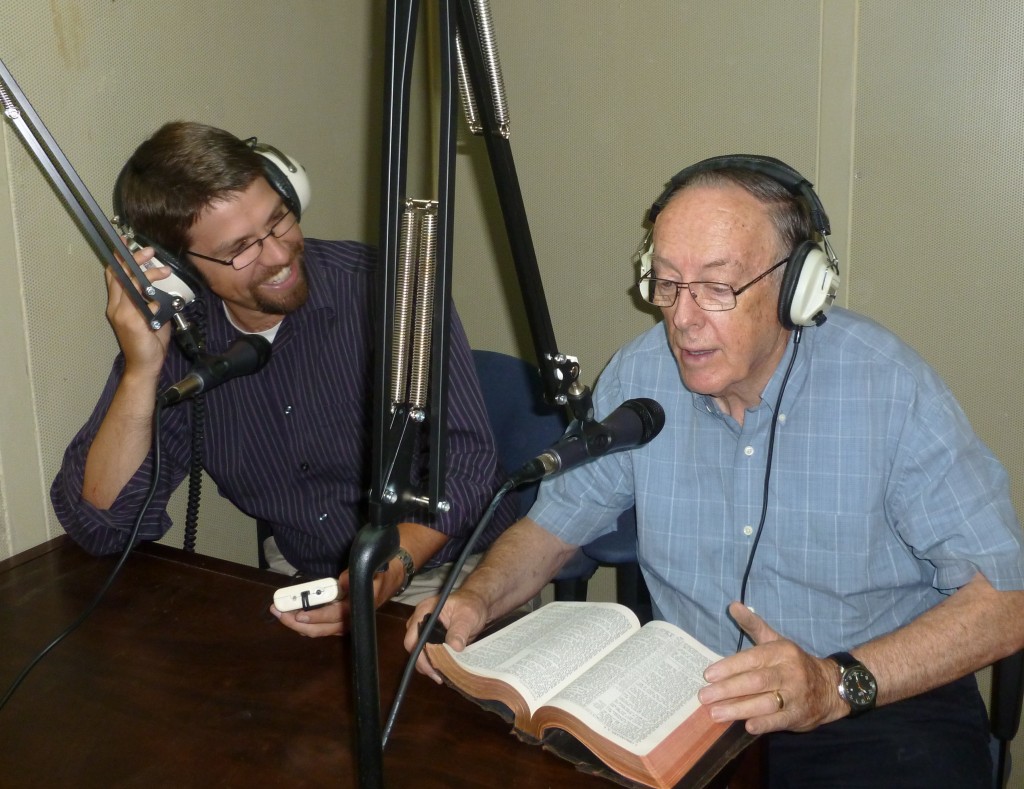 Tim and Allan in the radio studio.